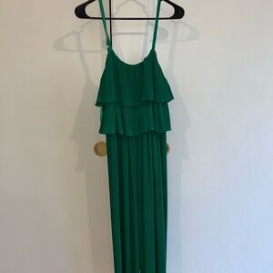 Green Pleated Layered Jumpsuit